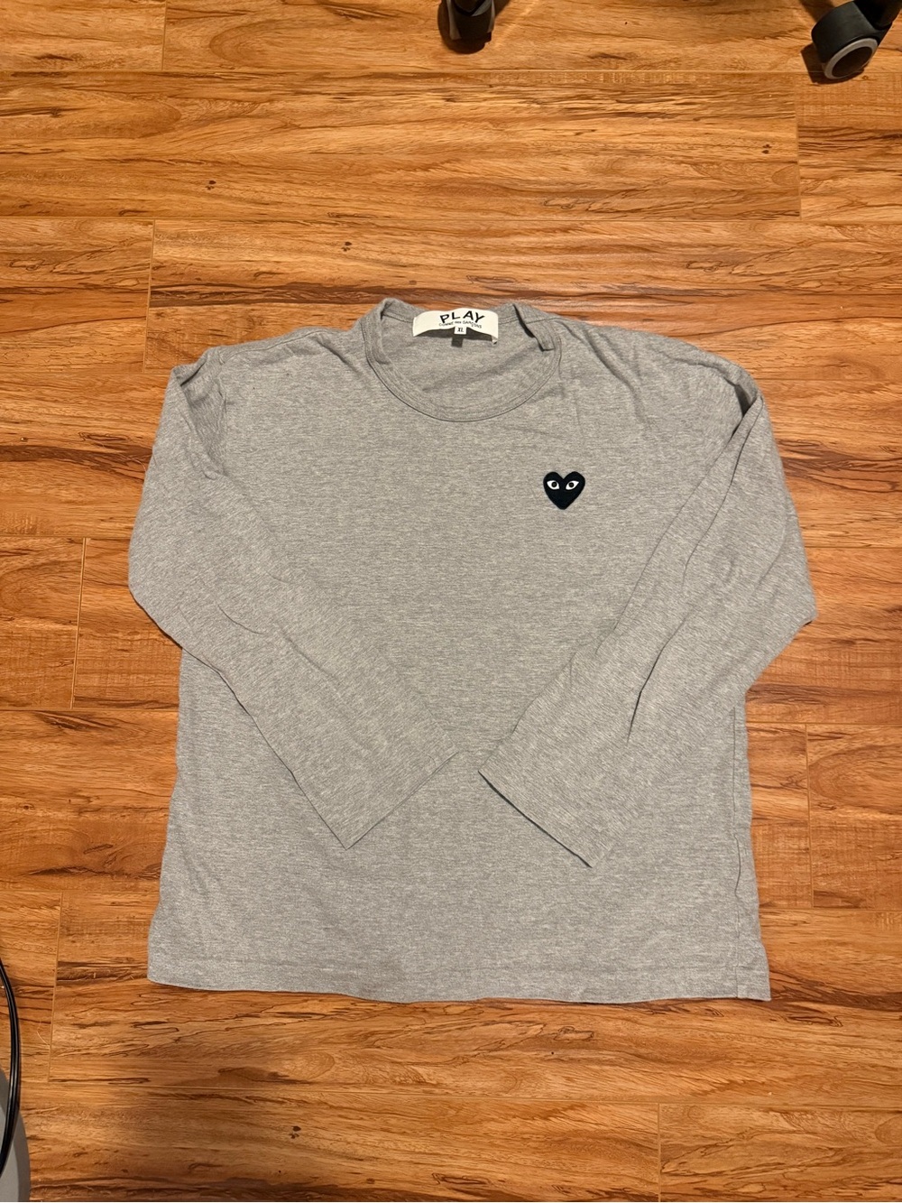 Comme des Garcons PLAY Kids Grey Long-Sleeve Tee with Black Heart Patch